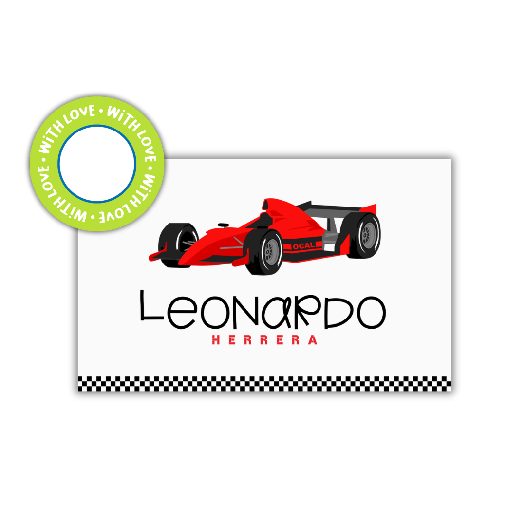 Textured Gift Tags  — Race Car (Set of 24)