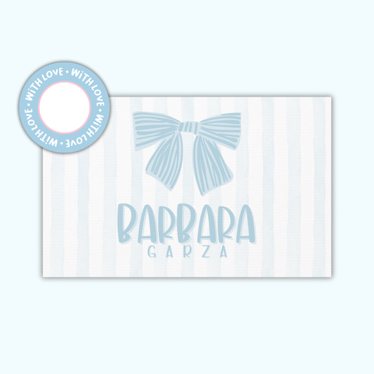 Textured Gift Tags — Blue Bow (Set of 24)