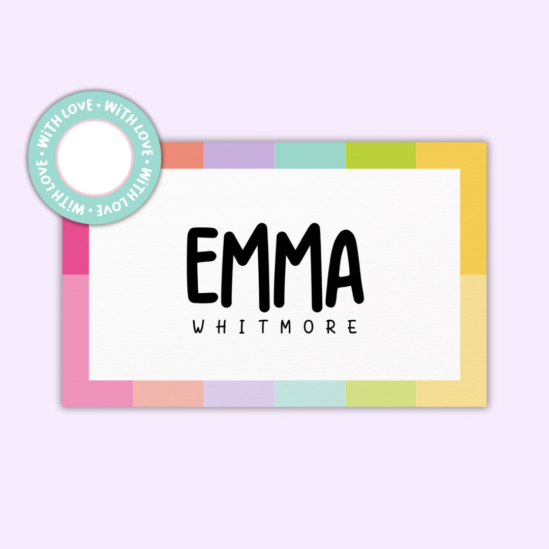 Textured Gift Tags — Rainbow Border (Set of 24)