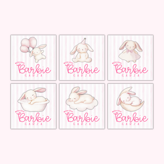 3D Gift Tags — Sweet Bunnies (Set of 24)