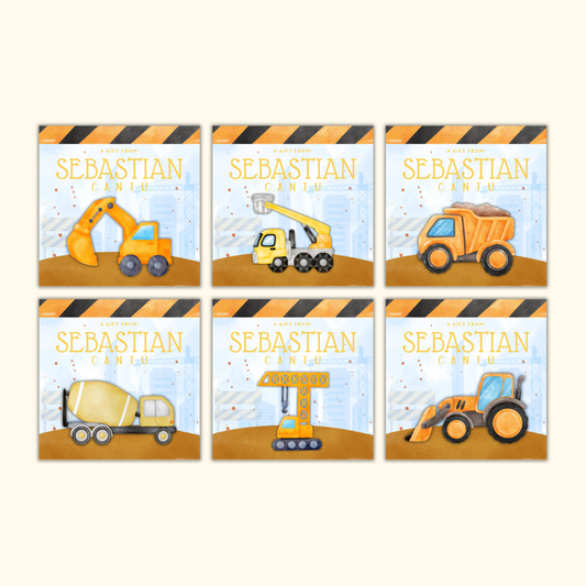 3D Gift Tags  —  Construction Trucks (Set of 24)