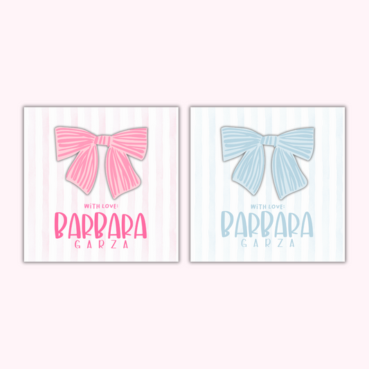3D Gift Tags — Pink & Blue Bows (Set of 24)