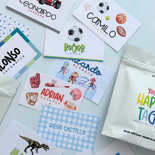 Gift Tags · Rectangle with Textured  —  Boys Edition (Set of 24)